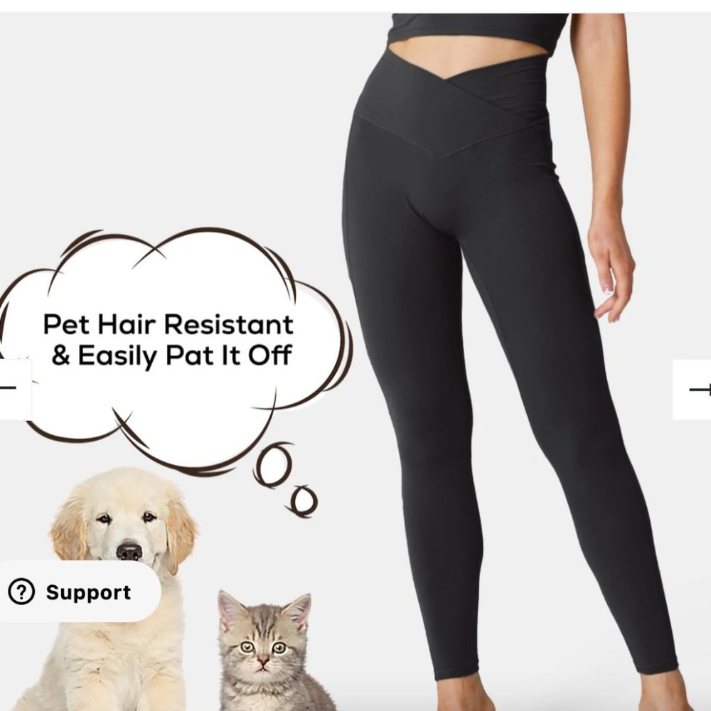 Halara- Patitoff Pet Hair Resistant High Waisted Crossover Plain 7/8 Leggings